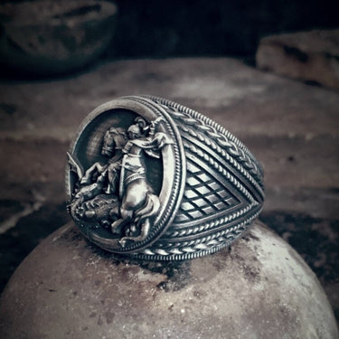 Saint George Knight's Ring in 950 Silver